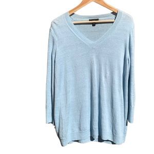 Men’s J Crew Pure Linen Vneck Sweater Medium Luxe 100% Linen Sky Blue